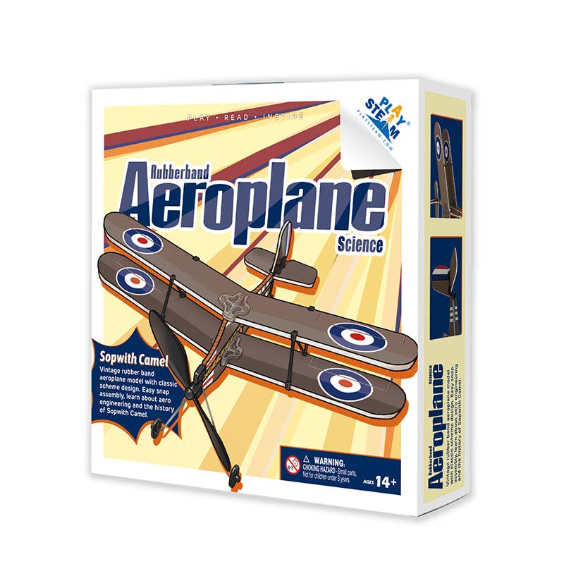 PlaySTEM - Wholesale DIY Craft Kit - Kids - Sopwith Camel - Classic Series, Rubber Band Airplane Science