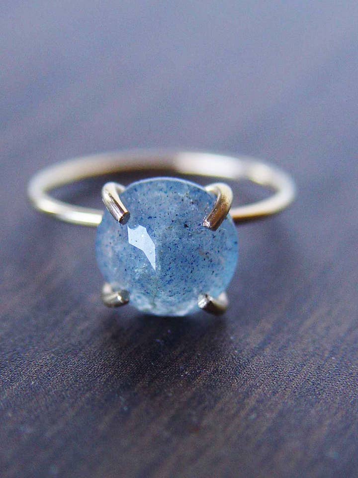 Moss Aquamarine Gold Filled Ring OOAK for wholesale by Friedasophie