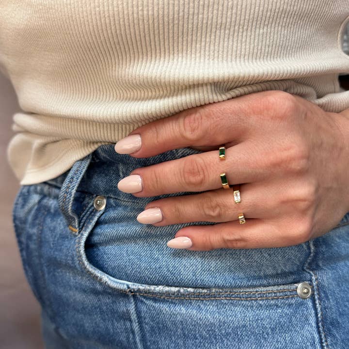 GoldFi - Wholesale Multi-Stone Ring - 18k Gold Filled Baguette CZ Band Ring4