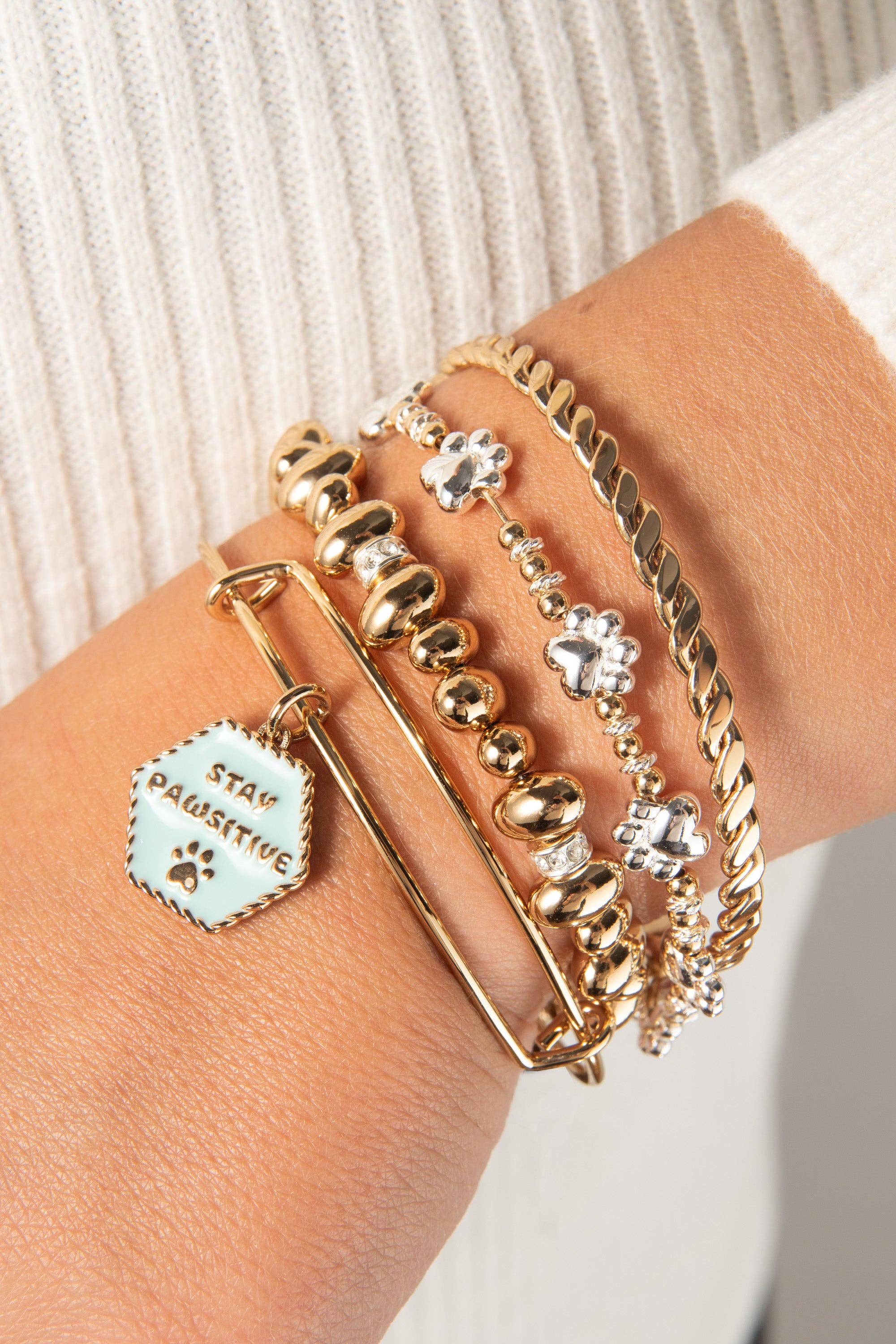 Alex and Ani - Vente Bracelet jonc - Bracelet de chien perlé empreinte de patte2