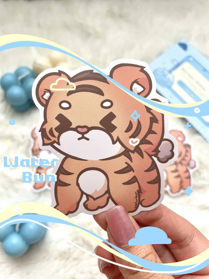 3" Waterproof Tiger Fart Sticker for wholesale by Water Bun