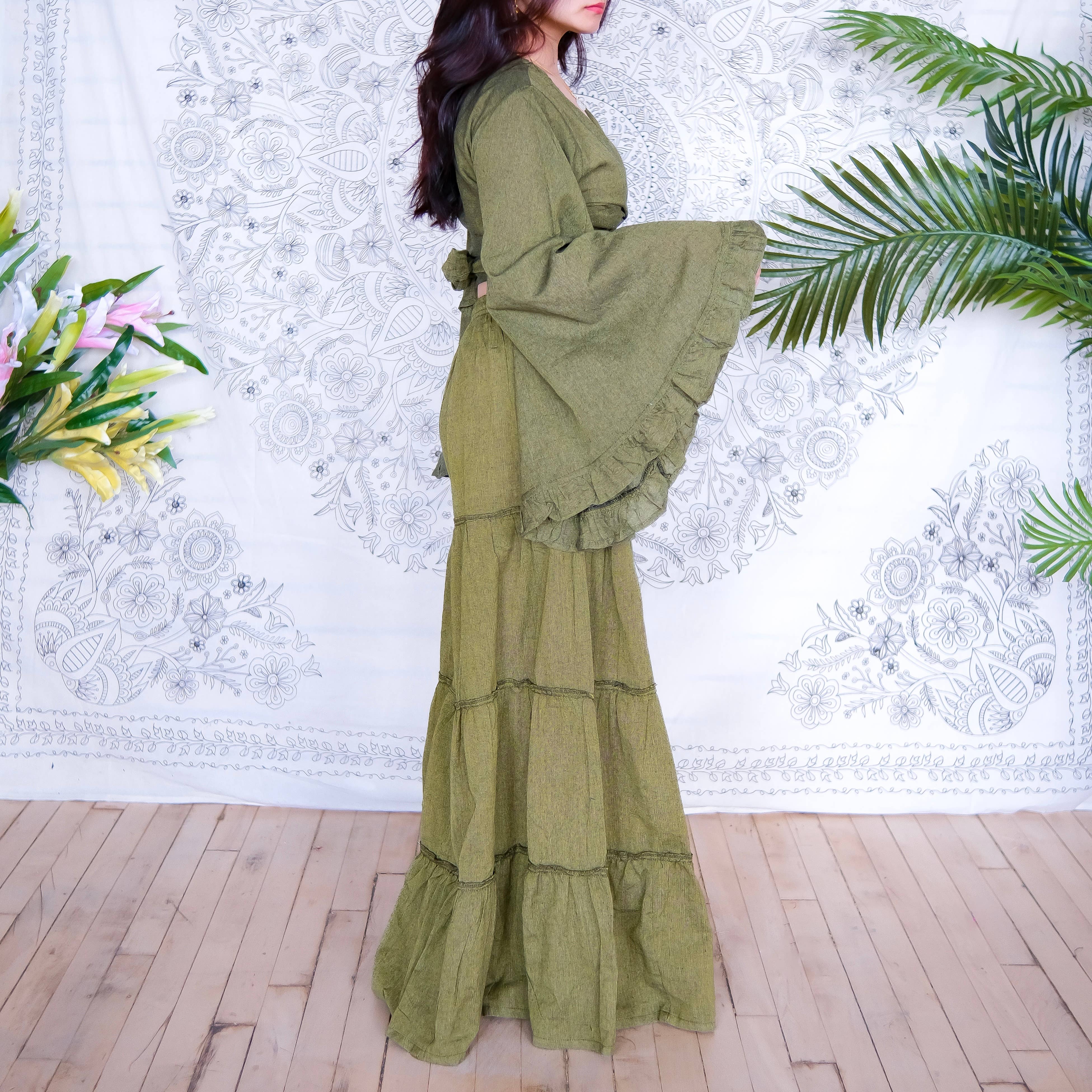 Karma Nepal Crafts - Wholesale Top & Pant Set (NOT Loungewear) - Women's - Cotton Flowy Tiered Pant with Ruffle Sleeve Set9