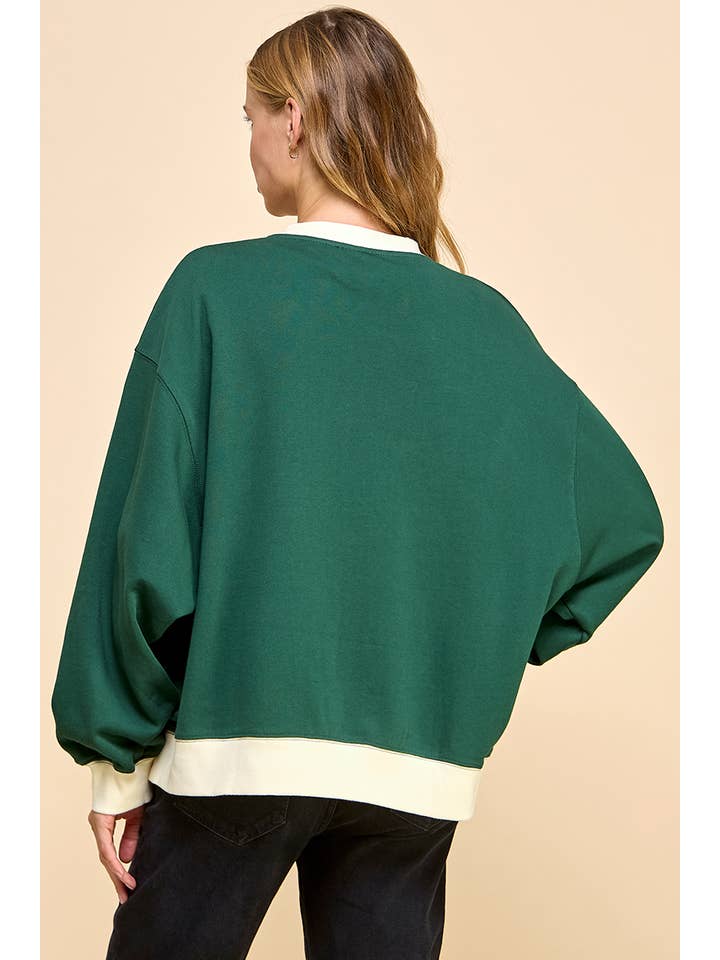 HUNTER GREEN CT9003-Oversized Contrast Rib Band Sweater for wholesale on Faire