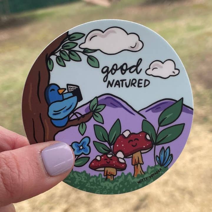 Good Natured Sticker for wholesale by Witty Voyager