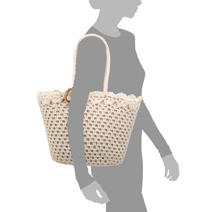 FIRENZE ARTEGIANI - Wholesale Beach Bag - Zeccone women's shoulder bag. Made of cotton, with tassel.2