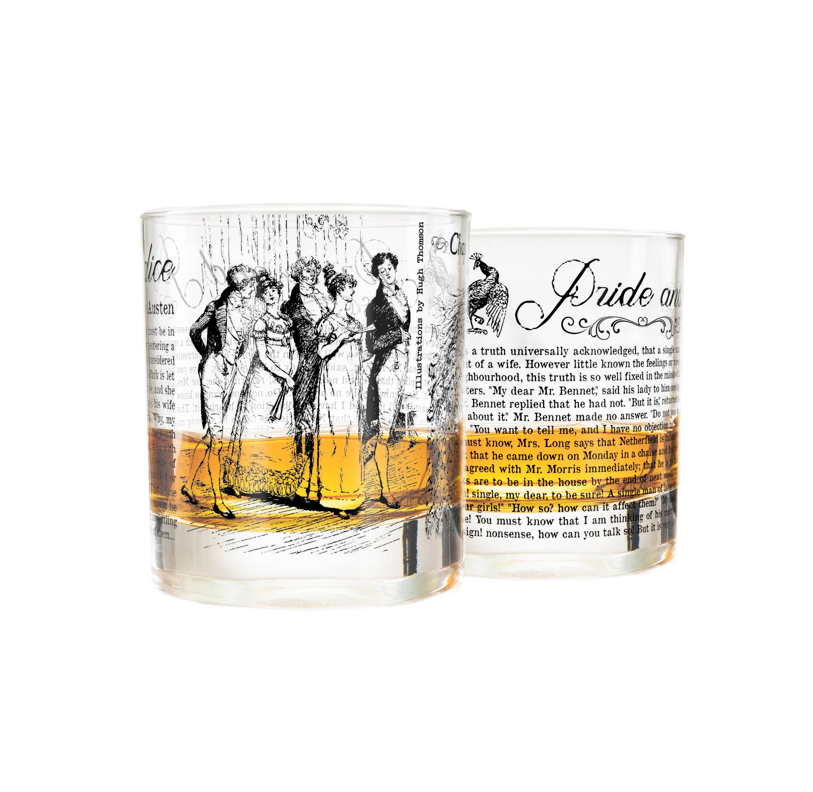 Greenline Goods - Wholesale Cocktail/Liquor Glass - Pride & Prejudice Literature Rocks Glass3