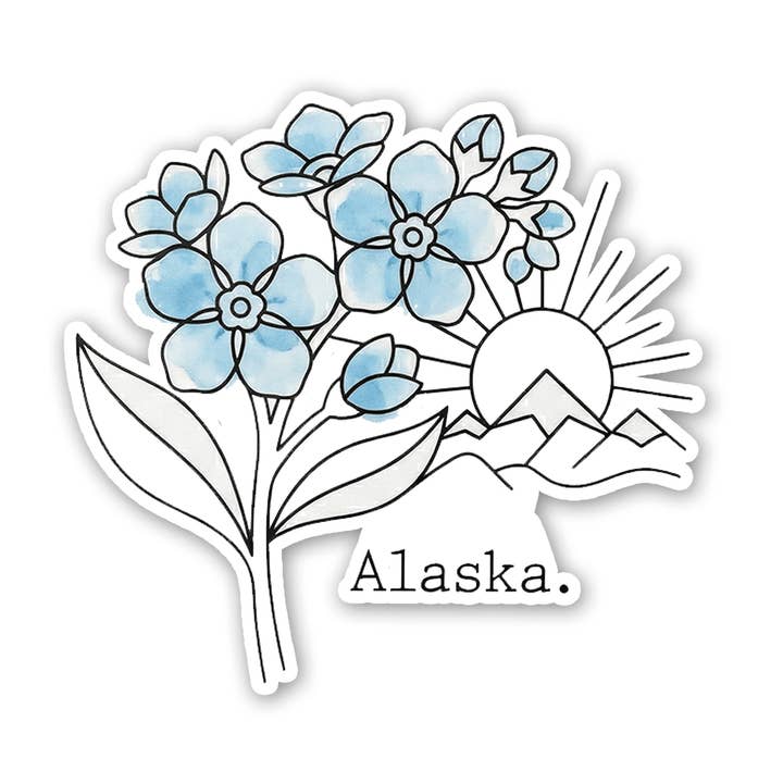 Alaska Forget-Me-Not Sunrise sticker for wholesale by Sticker Atlas