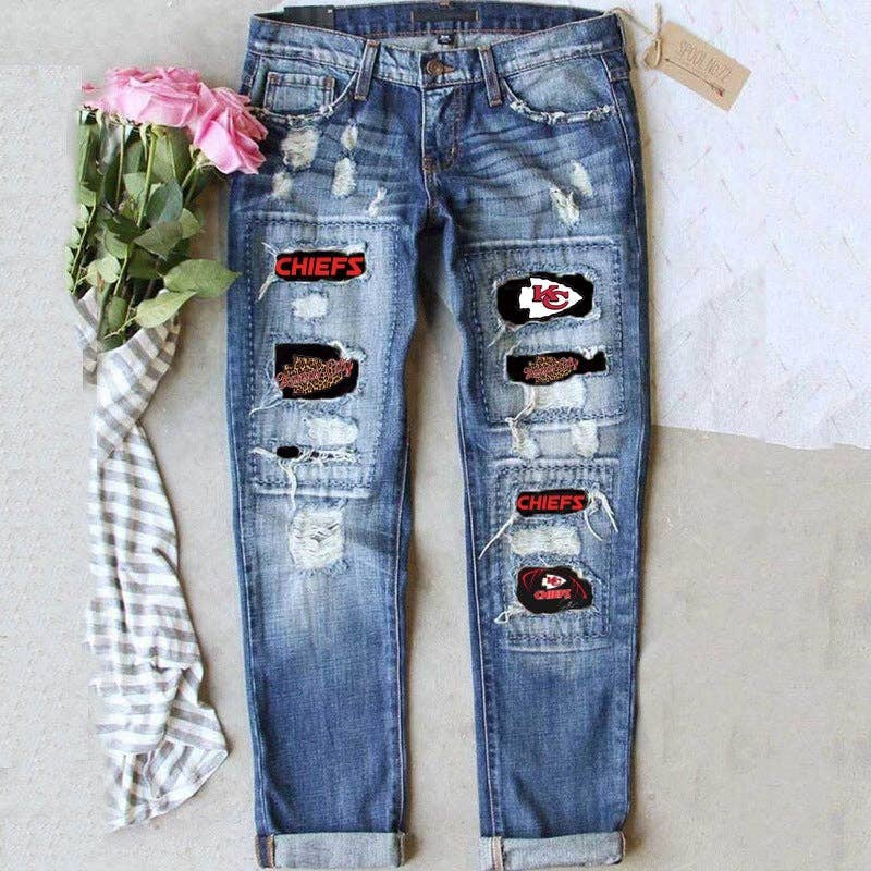 Suhkasana - Wholesale Jeans - Women's - Customizable Distressed Patchwork Ripped Denim Jeans for Women3