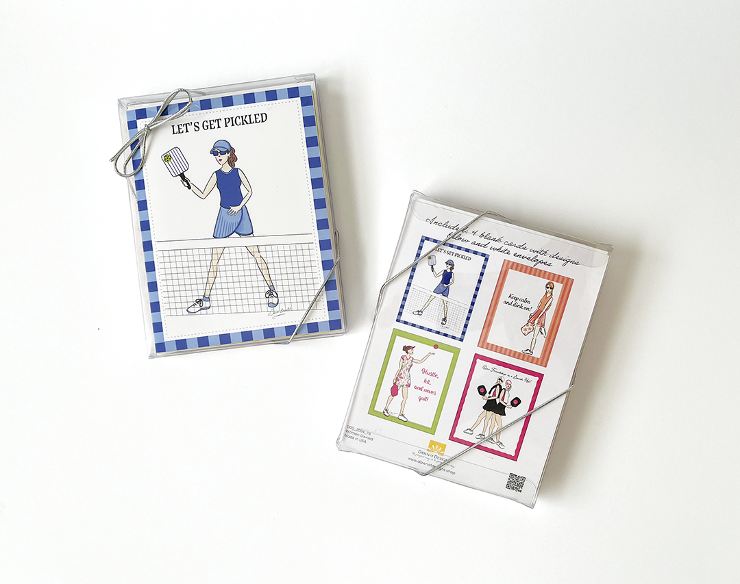 Dawn of Designs - Wholesale Stationery/Notecard Set - Women's Pickleball Boxed Card Set- 4 cards 2