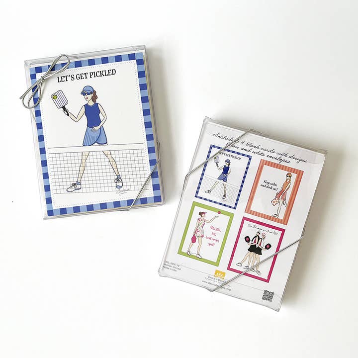 Dawn of Designs - Wholesale Stationery/Notecard Set - Women's Pickleball Boxed Card Set- 4 cards 2