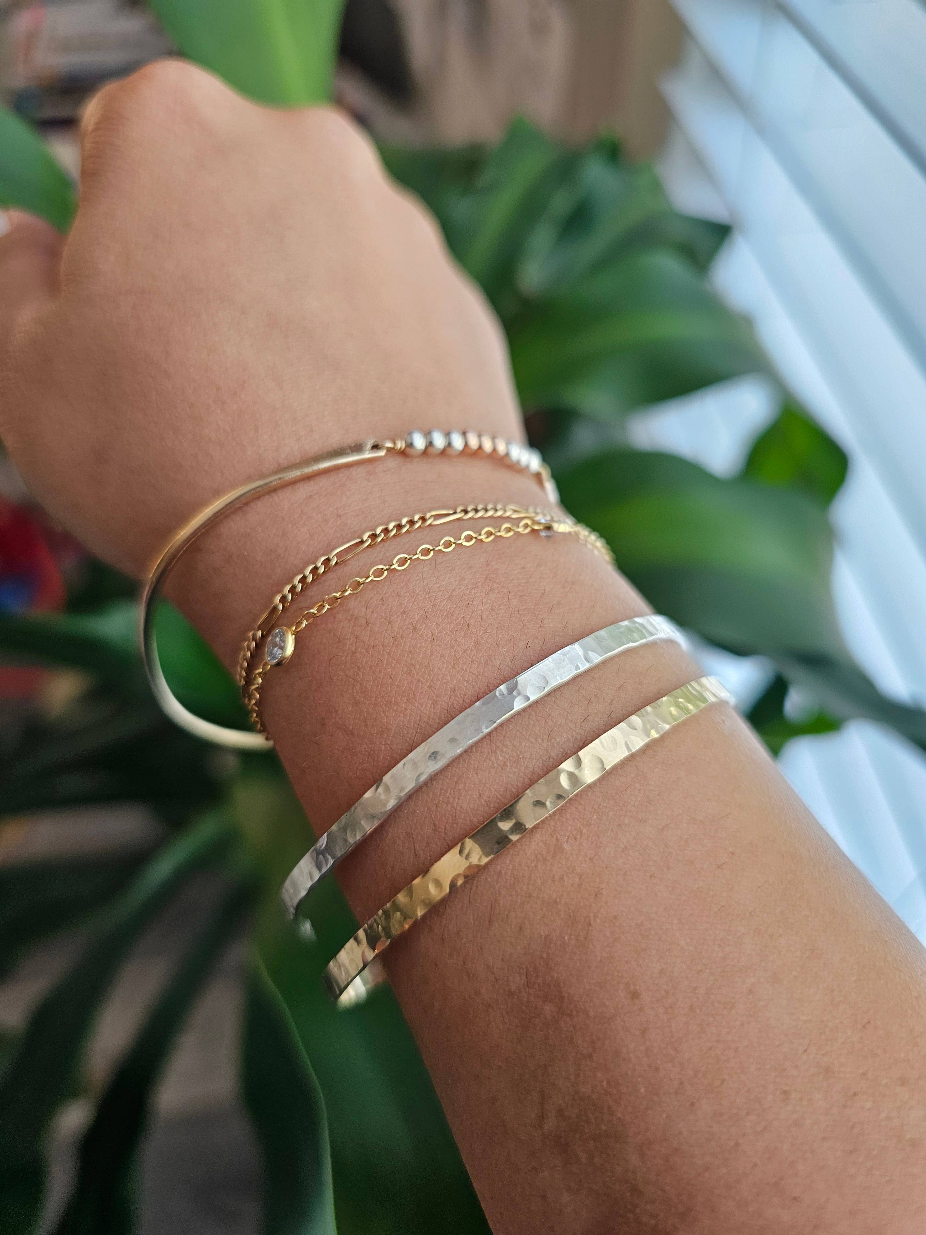 Half Moon Jewelry Designs - Wholesale Bangle Bracelet - Permanent bangle (Wide Hammered Cuff), Bangle blank PJ3