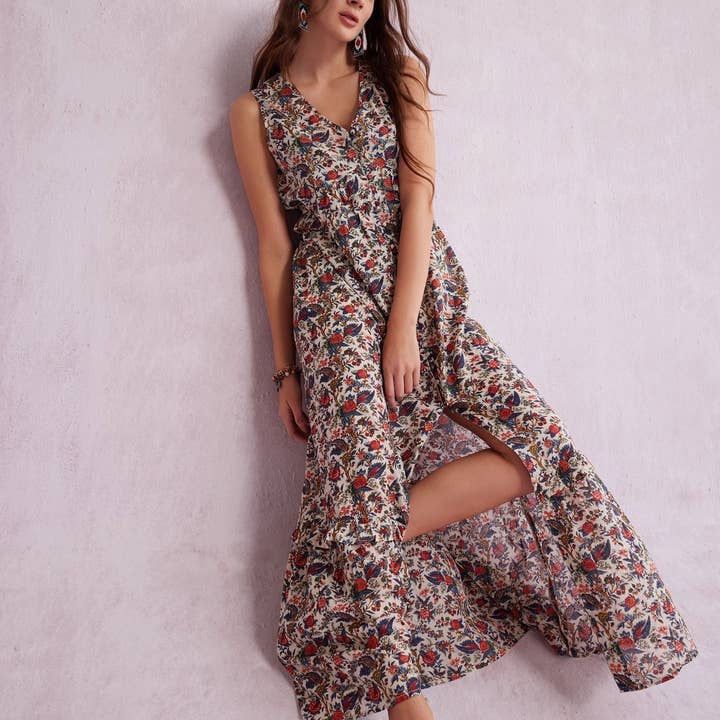 Robe Maxi Sans Manches Bohera Charlemagne Paisley pour la vente par Myra Bag