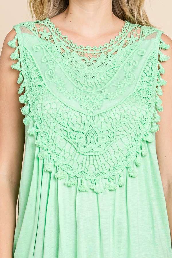 Culture Code - Wholesale Tunic - Women's - CAK1600 - LACE EMBROIDERY NECK TRIN FLARE TANK TOP8
