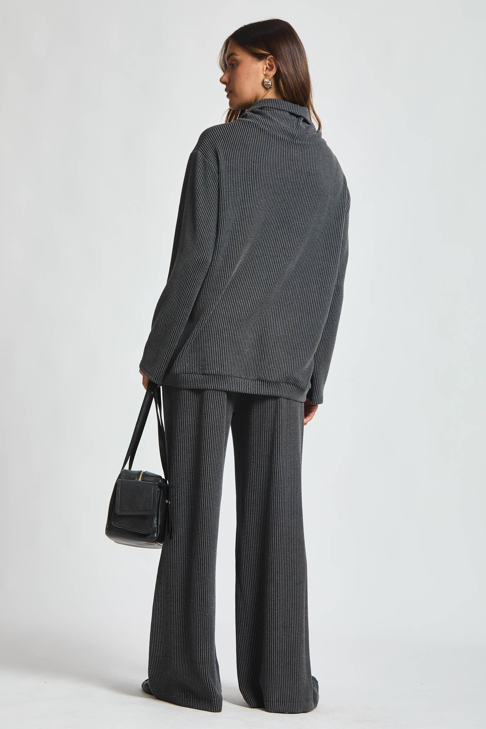 Dear Scarlett – Conjuntos Casual - Mulher por atacado – Conjunto de 2 Peças com Gola Alta Canelada TRVSET-LAVISH2