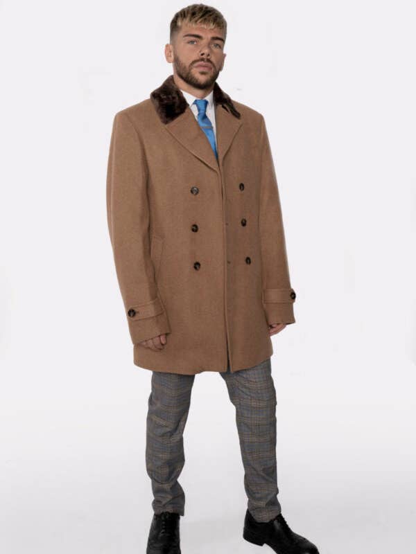 Brown Trench Coat With Fur Collar for wholesale by Patrick Joseph