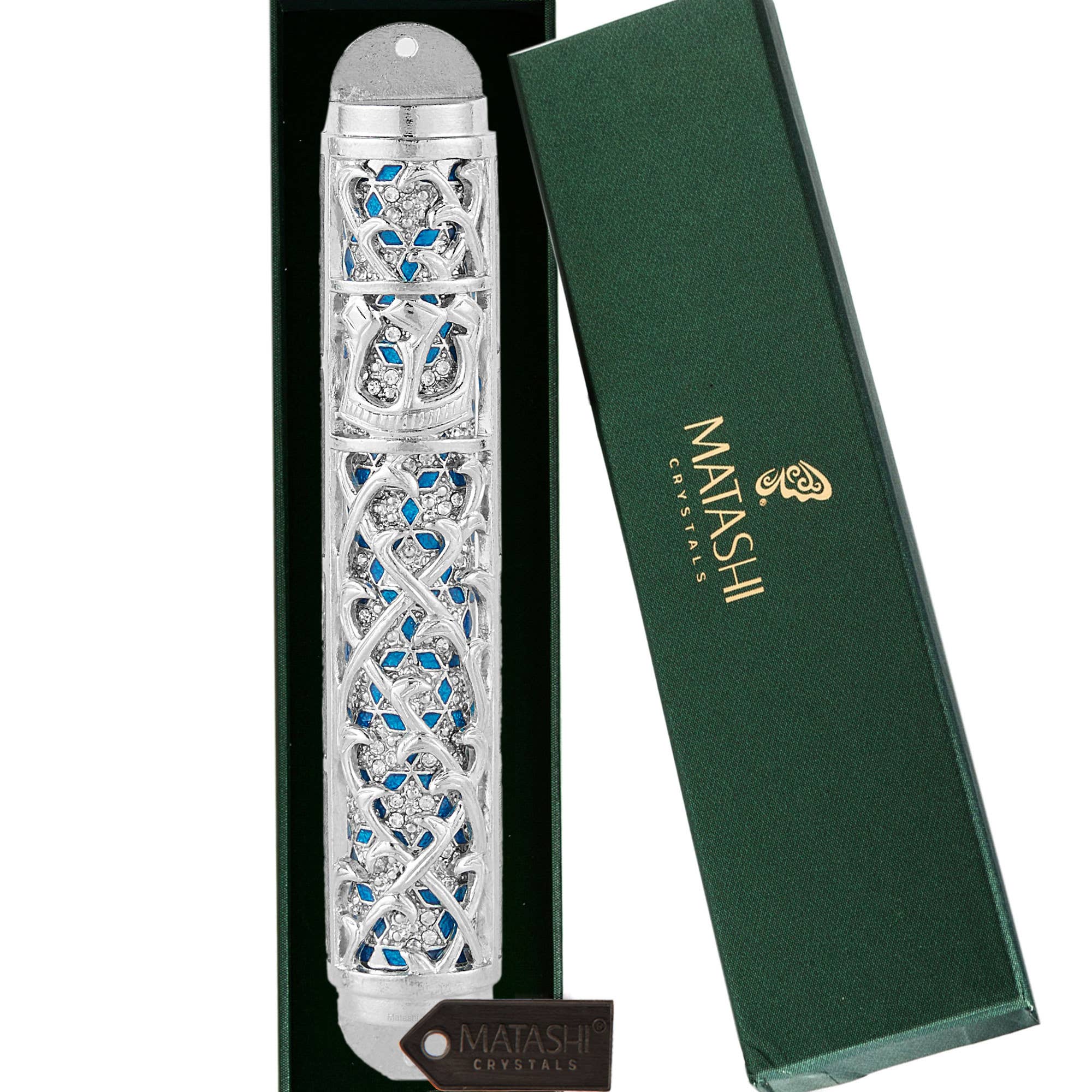Matashi - Wholesale Decorative Tabletop Object - Matashi Hand Painted Enamel 7'' Mezuzah with Crystals1