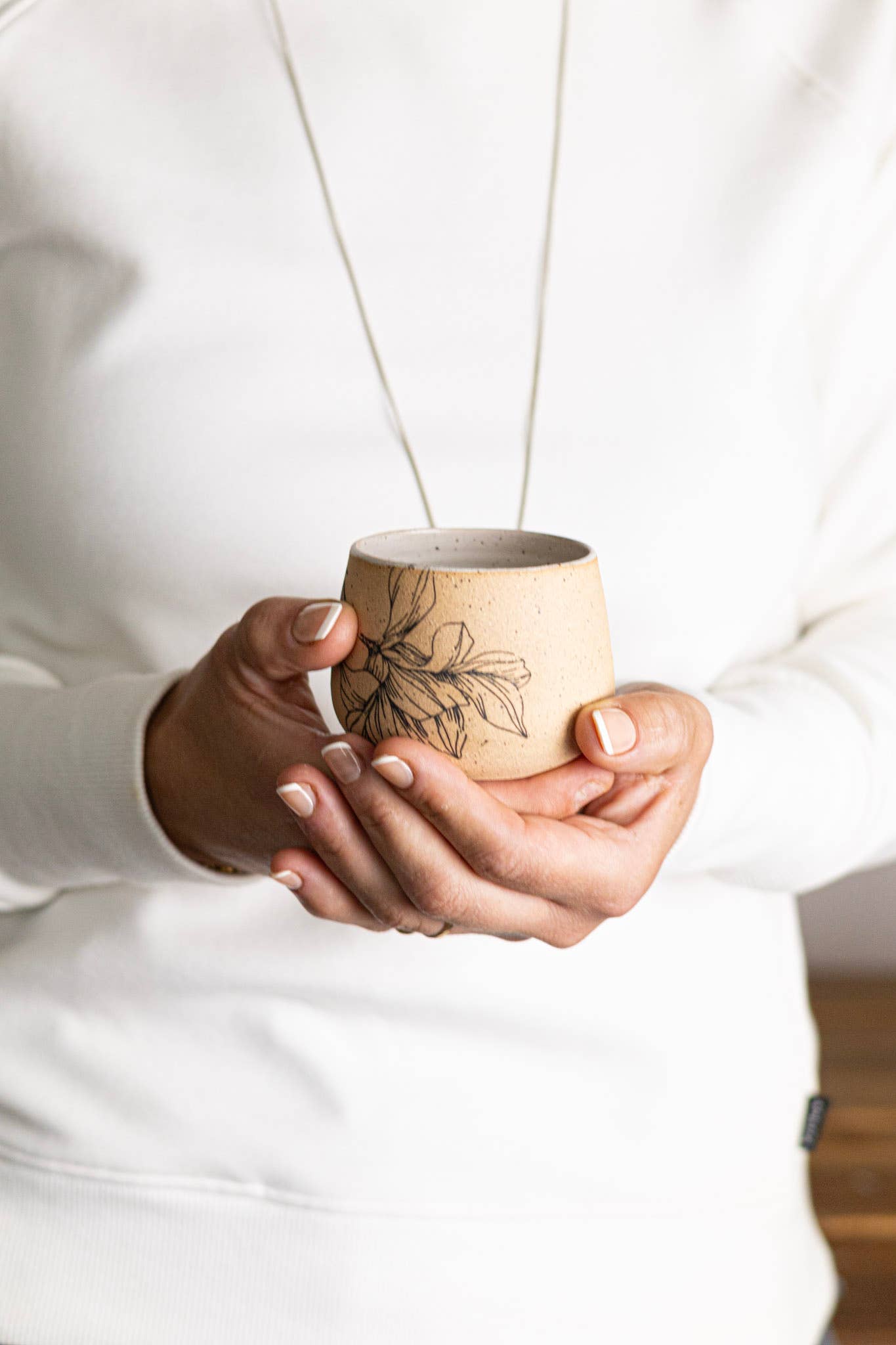 Hands On Ceramics - Wholesale Drinking Glass/Cup - Handmade Ceramic Floral espresso cup-3 ounce3