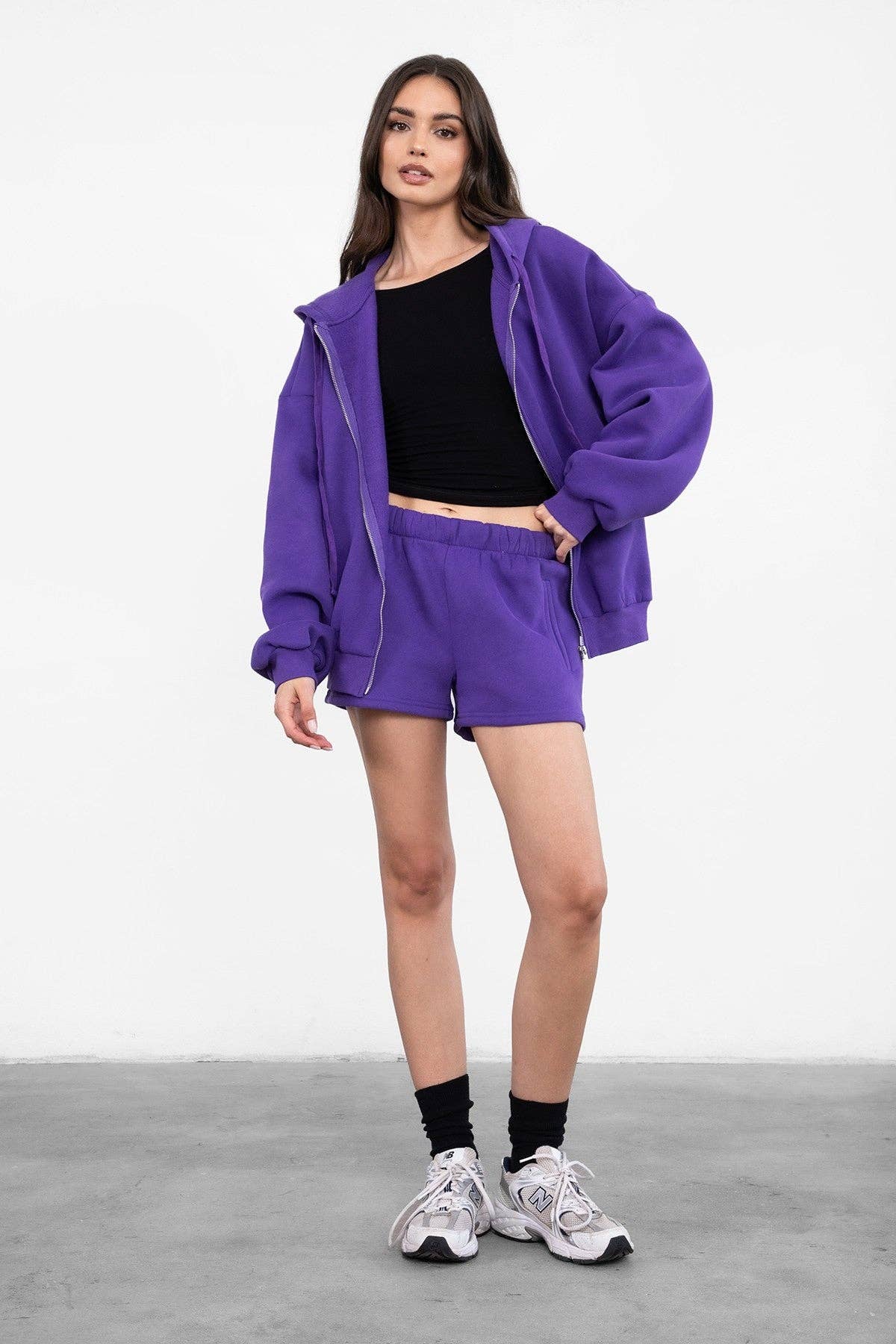 TICTOC - Wholesale Lounge Shorts - Women's - MOMO Plush Fleece Lounge High Waist Fleece Shorts50