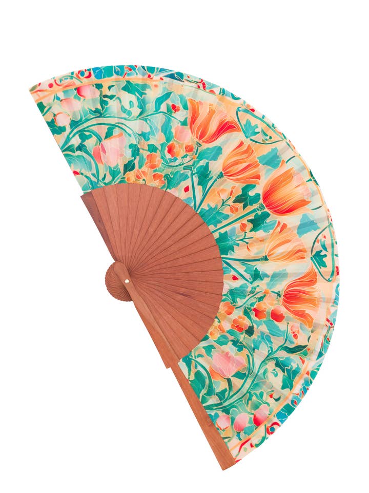Leque espanhol de madeira e seda, ideal para o verão e como presente por atacado de CONCHITA MENÉNDEZ