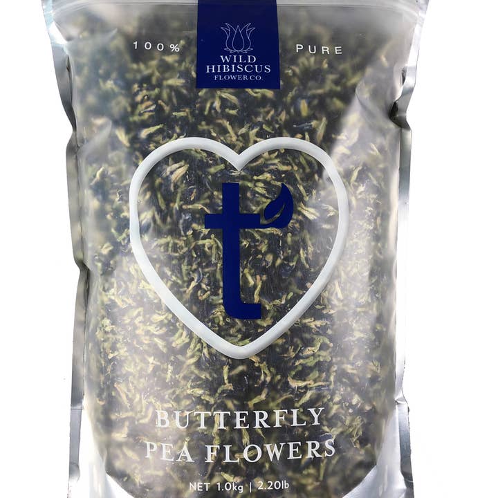 Wild Hibiscus Flower Company - Wholesale Loose Tea - Whole Butterfly Pea Flowers, 2.2lb/1kg Pouch
