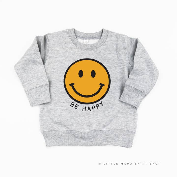 Little Mama Shirt Shop - Wholesale Sweatshirt - Kids - BE HAPPY - SMILEY FACE - Child Sweater1