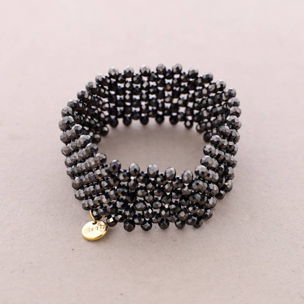 Transparent Gray Faceted Crystal Elastic Bracelet for wholesale on Faire1