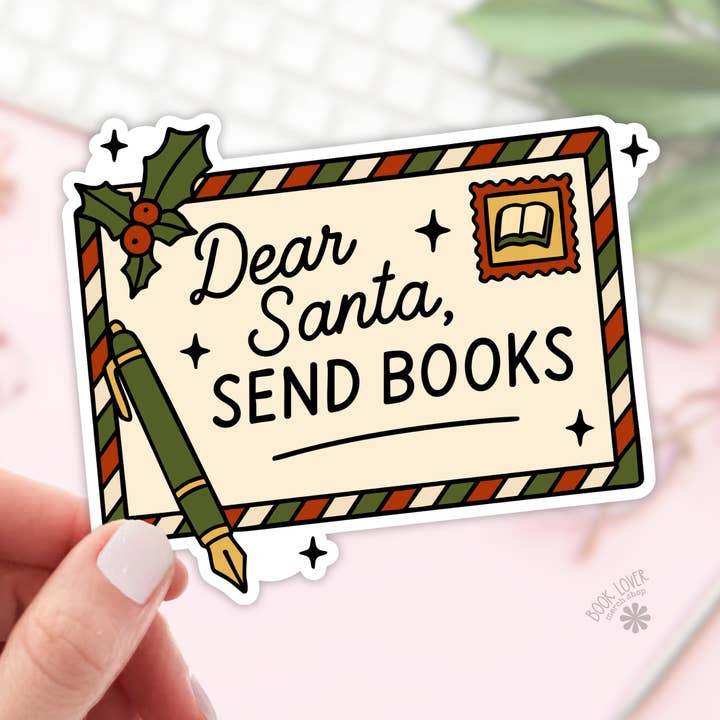 Dear Santa Send Books Stickers / Christmas Bookish Stickers for wholesale by Book Lover Merch Shop