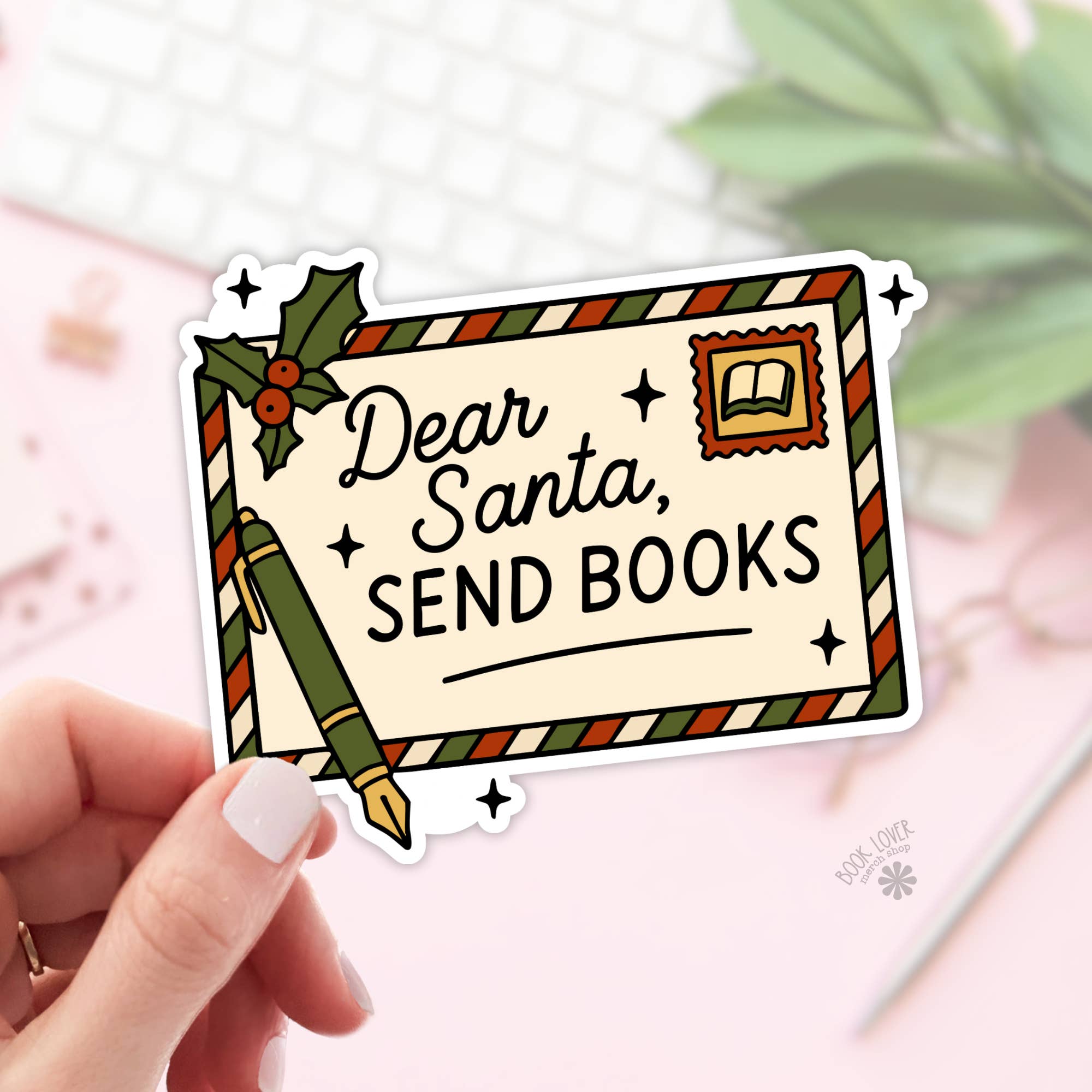 Book Lover Merch Shop - Wholesale Sticker - Dear Santa Send Books Stickers / Christmas Bookish Stickers
