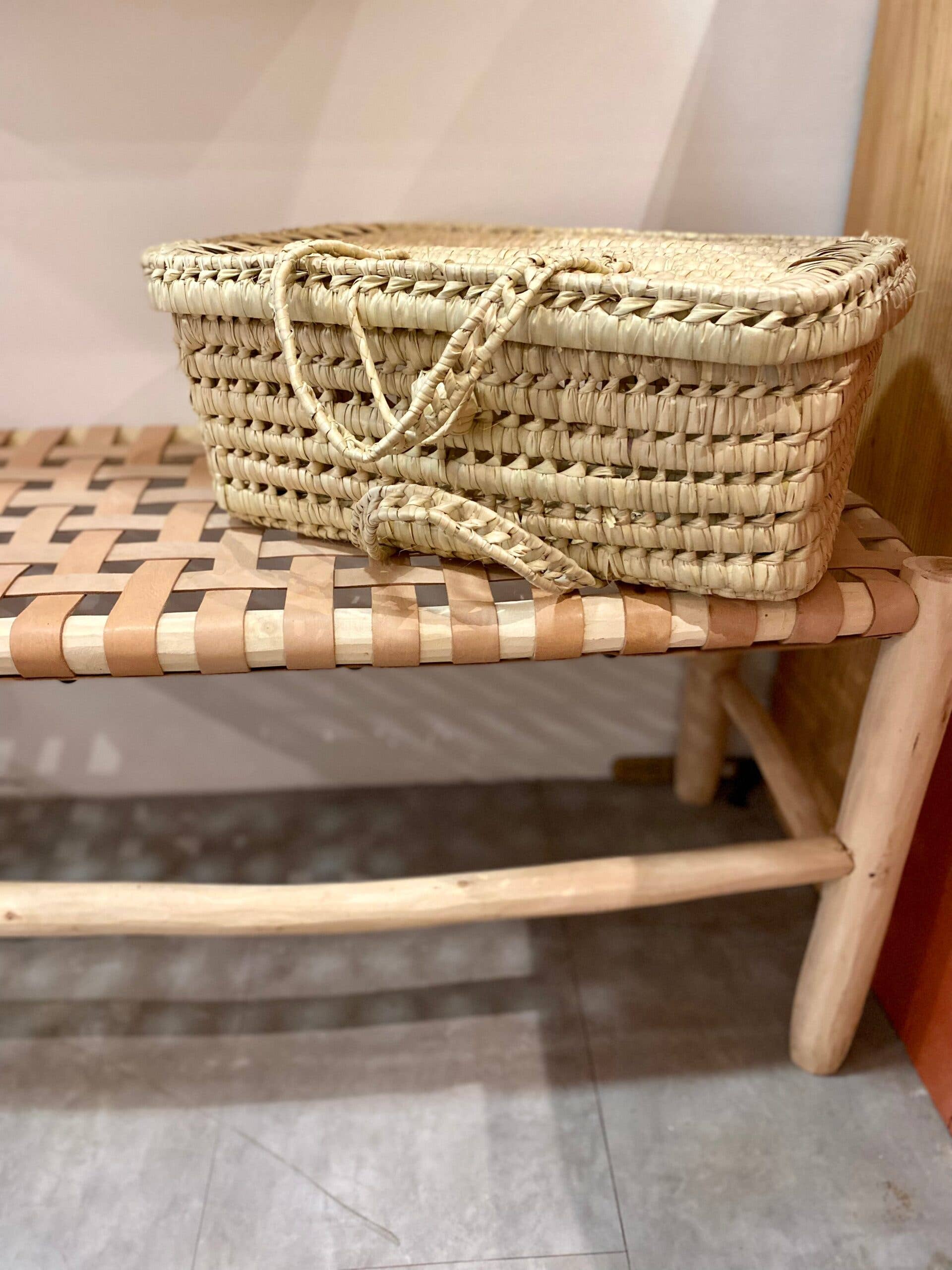 High crafty – wholesale Bench – Handcrafted Moroccan Wooden Bench with Leather Seat5