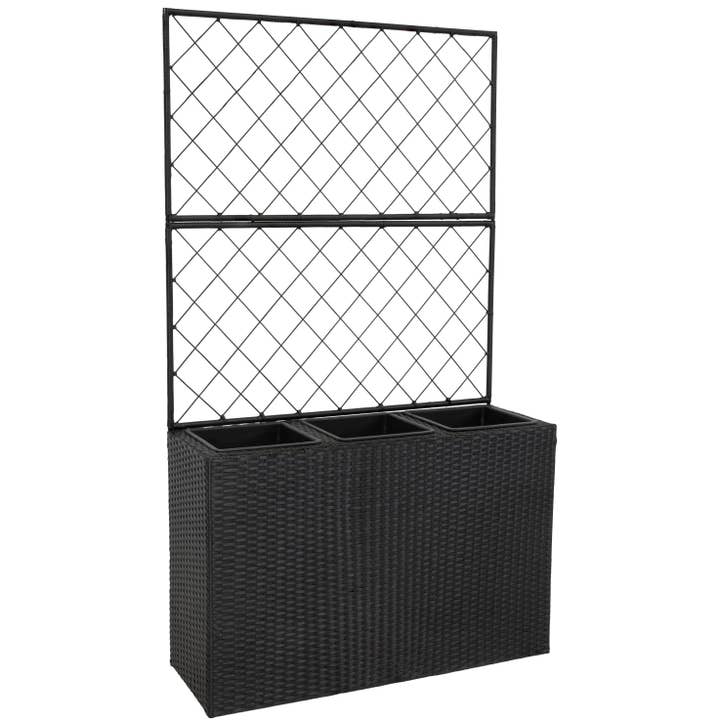 Sunnydaze Decor - Wholesale Plant Pot - 3-Section Wicker Planter Box with Trellis - Black1