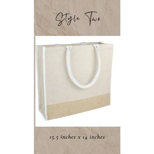 Laurel Tree and Me - Wholesale Tote bag – Women's - All The Things Jute Burlap Tote2