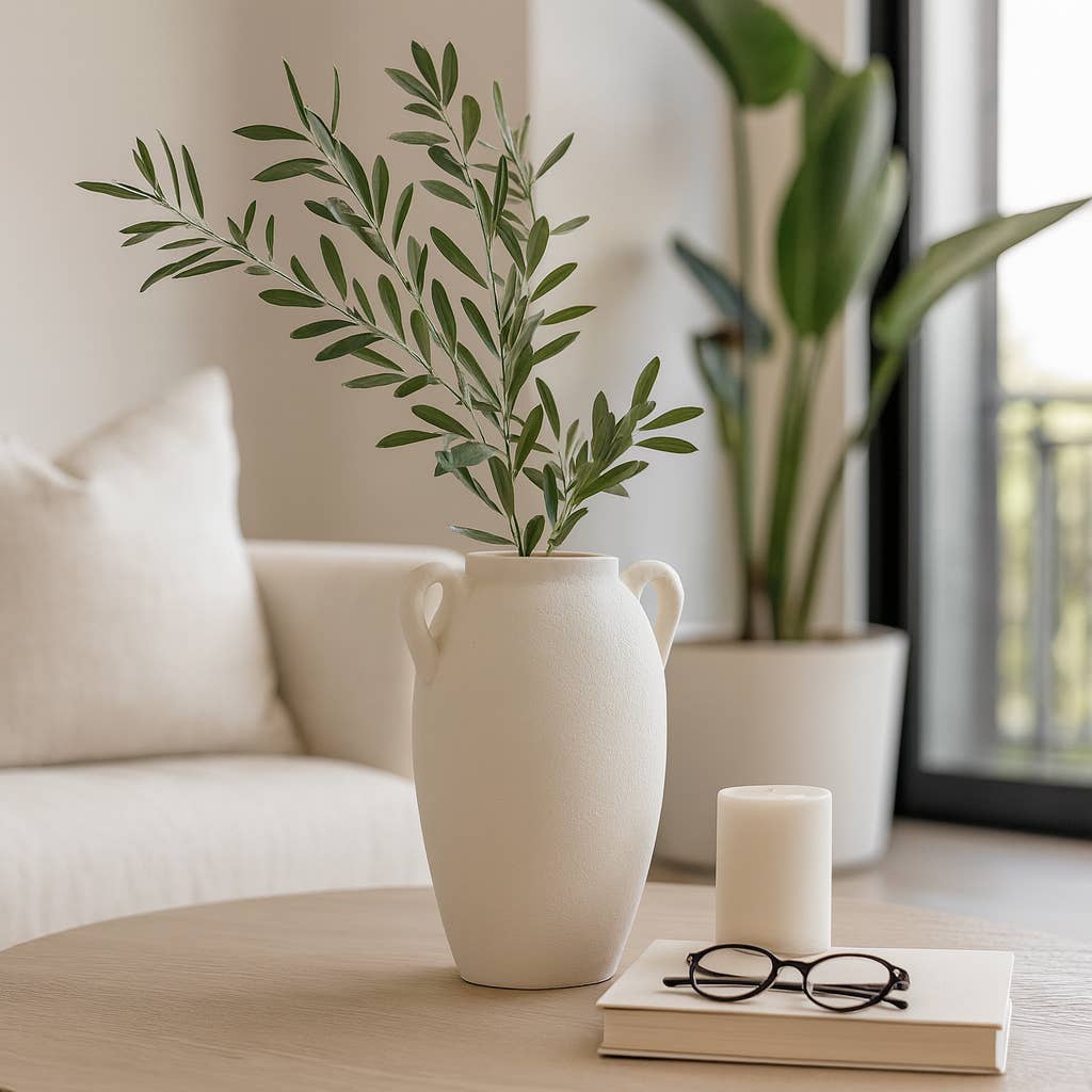 Sagebrook Home - Wholesale Vase - 13 in. White Stoneware Textured Jug with Handles Vase