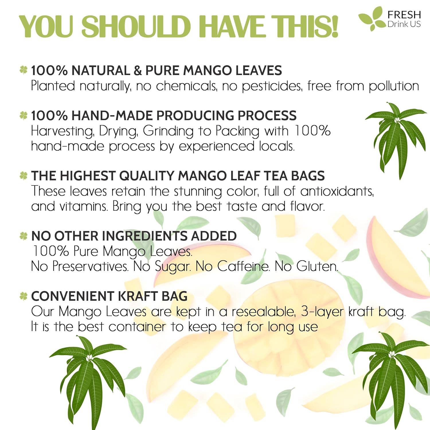 Naomi's Happy Place Shop - Wholesale Health/Detox Tea - Mango Leaf, Whole Dried Leaves, Tea Bags, Powder, 100% Natural & Pure from Mango Leaves. Mango Dried Leaves. Loose Leaf Mango Herbal Tea. Mango Leaf Tea. No Sugar, No Caffeine, No Gluten, Vegan.15