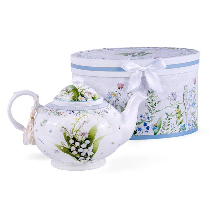 STP - Wholesale Tea Pot - Lily of the Valley Bone China Teapot in Gift Box