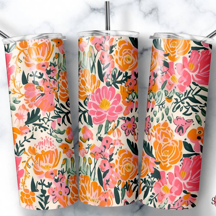 Gobelet floral, gobelet à fleurs, gobelet Preppy pour la vente par So Peachy Designs