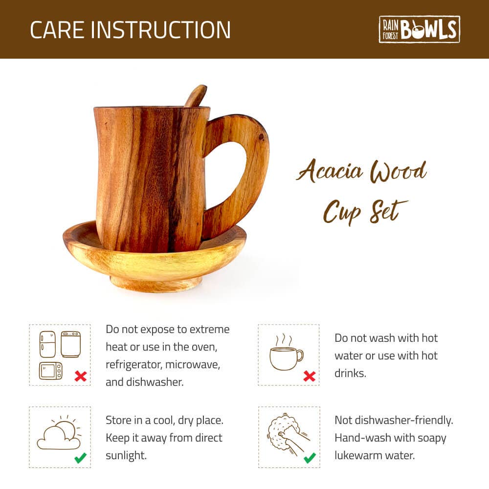 Rainforest Bowls - Vendita all'ingrosso Servizi da tè - Set di tazza in legno di acacia4