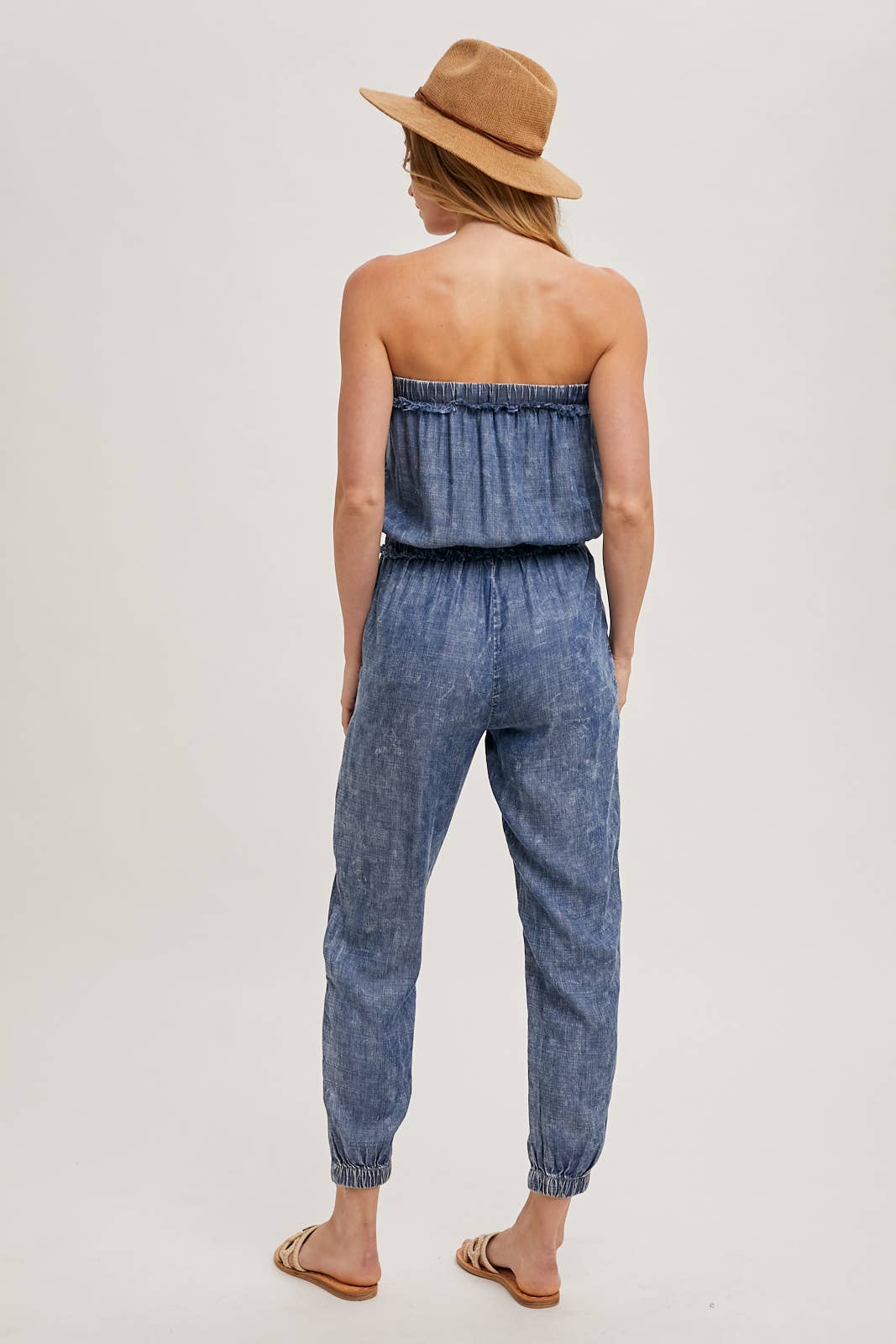 WASHED DENIM ACID WASH TUBE JUMPSUIT for wholesale on Faire8