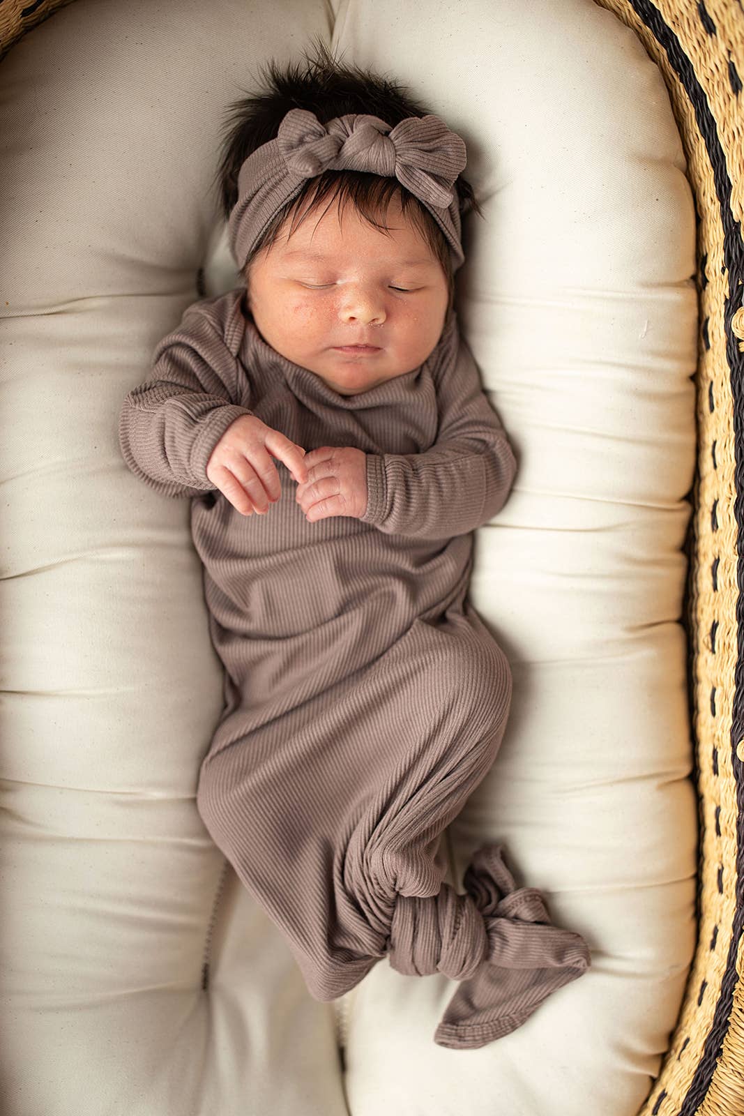 Three Little Tots - Wholesale Babygown - Baby - Cocoa Brown Ribbed Knotted Newborn Baby Gown sleepwear11