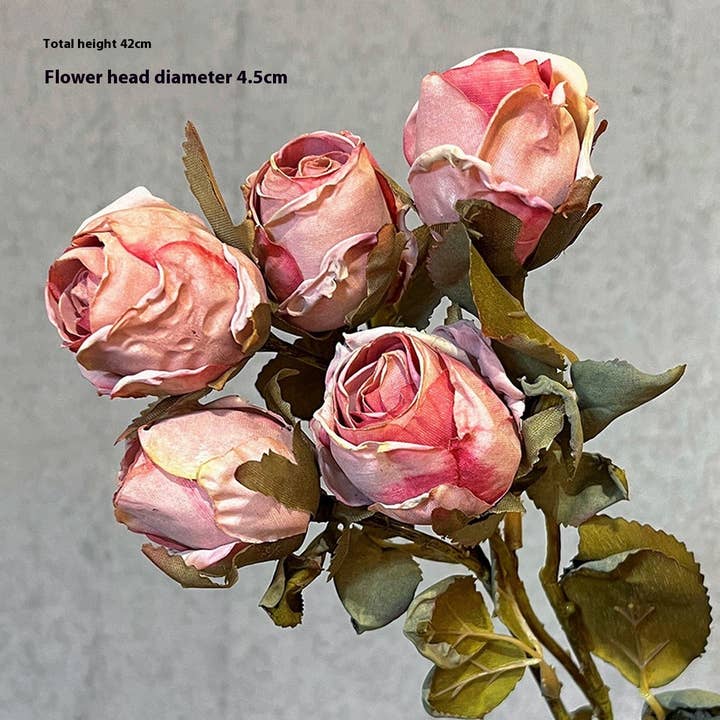 ACCITY - Wholesale Artificial Flowers - High-End Burnt Edge Rose Bouquet for Table Decor_CWMM6588