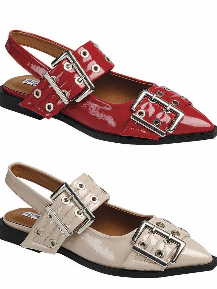 Pointy Toe Sandal with Big Buckle for wholesale by Andrea Bijoux