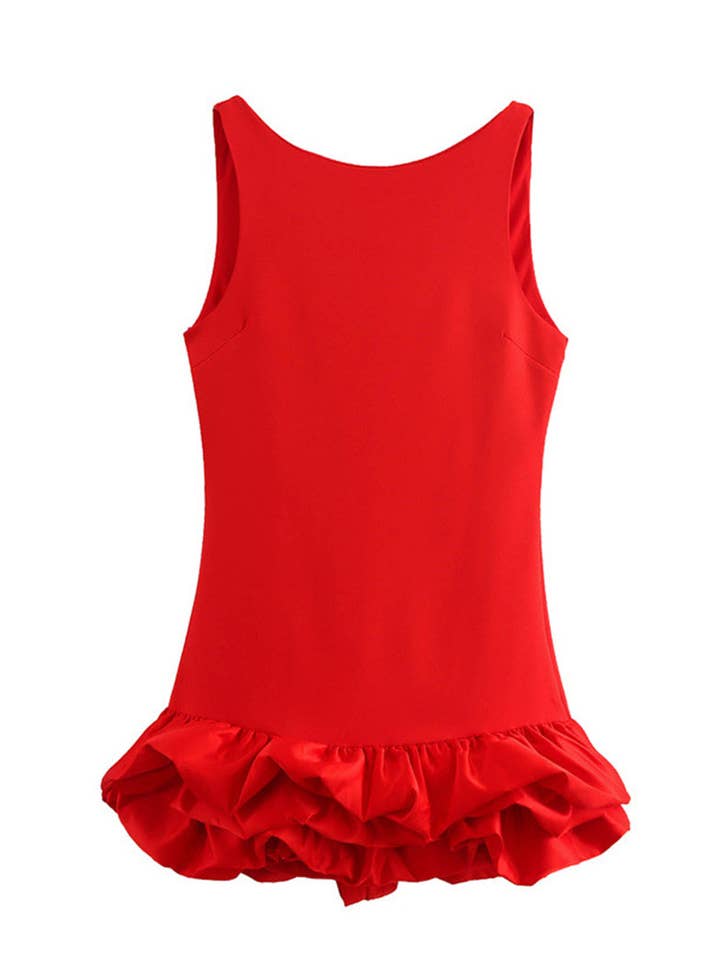 DE VAVE - Wholesale Dress - Women's - Sleeveless Ruffle Hem Bodycon Mini Dress