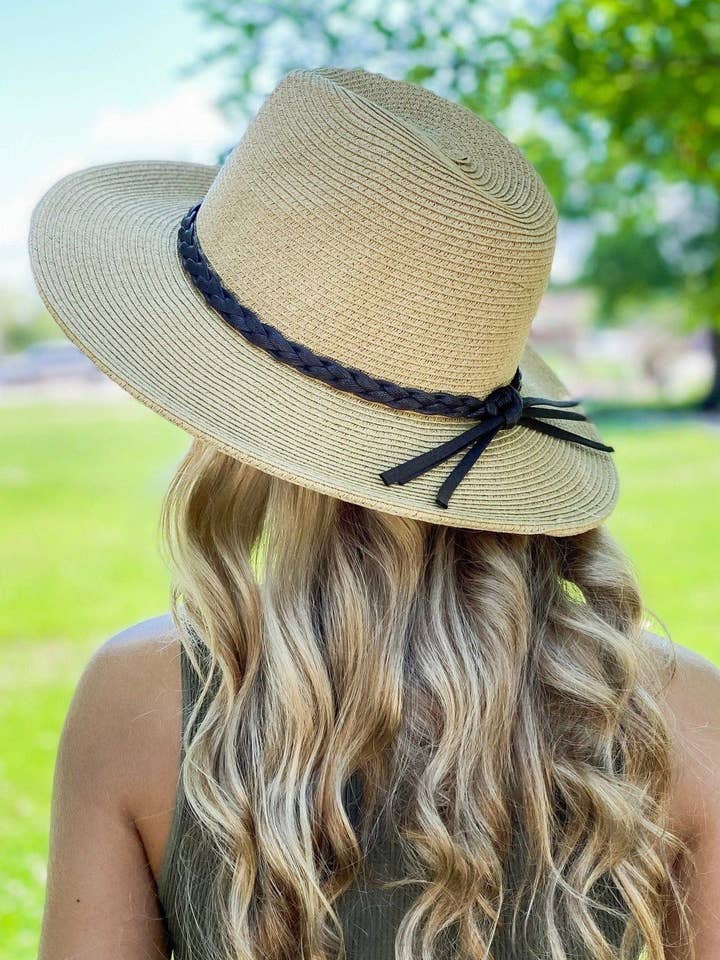 ST03 Brim Panama Hat With Braided Cord Detail for wholesale by MiMi Wholesale