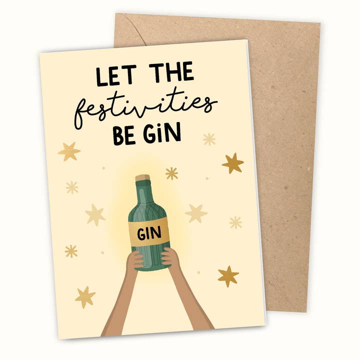 Festivities beGIN, Christmas Card for wholesale by Lazy Sunday Collective