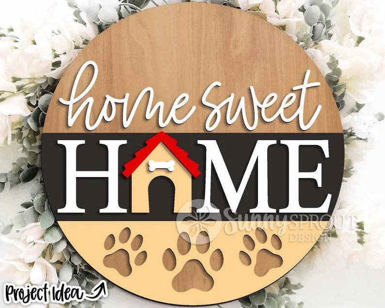 Kate's Blanks - Wholesale Door Hanger - Home Sweet Dog House Door Hanger DIY | Paint Kit | Wood Sign3
