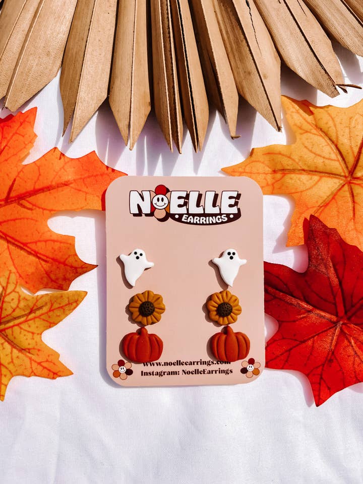 Ghost Sunflower Fall Stud Pack for wholesale by Noelle Earrings