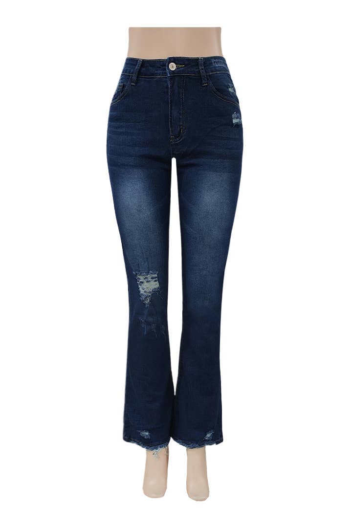 Rosa Clothing - Wholesale Jeans - Women's - High rise trousers stretch ripped jeans