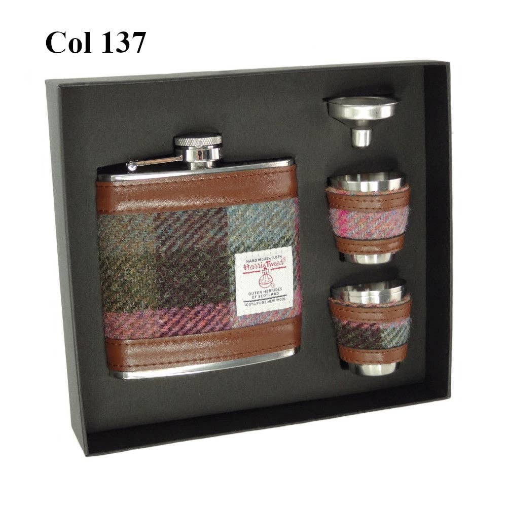 The Scotland Kilt Company - Wholesale Flask - 6oz Harris Tweed Hip Flask + Cups Gift Set5