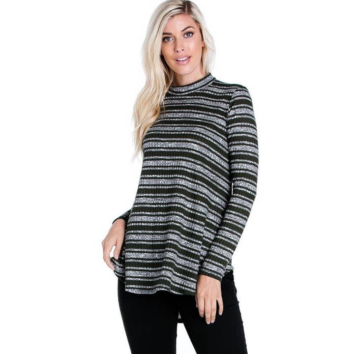 Azules Clothing - Wholesale Tunic - Women's - ATP-2289HC Mock Neck Long Sleeve Knit Tunic22