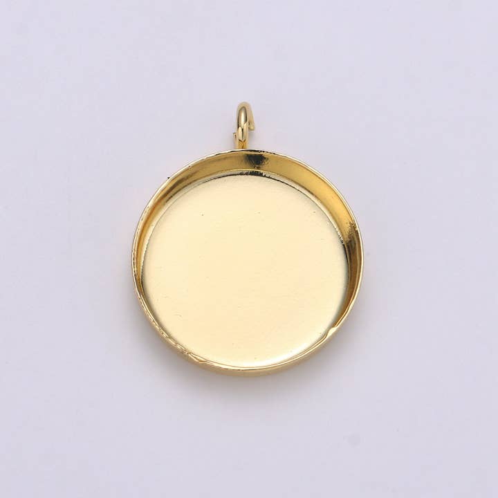 Aim Eternal - Wholesale Stud/Post Earrings - 1pcs 14kGold Filled Round Circle Circular Bezel Cup Earring,4