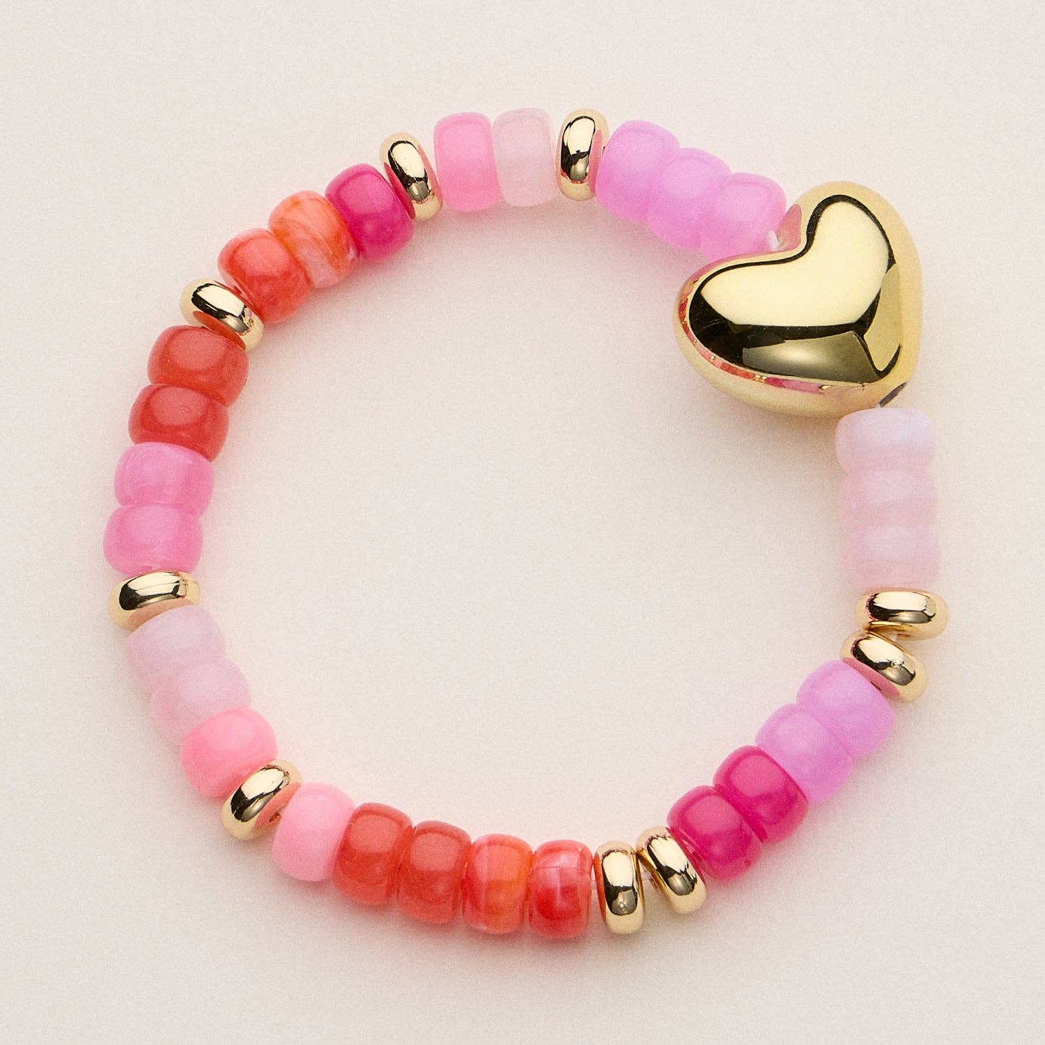 Frem - Wholesale Beaded Bracelet - Glass Bead Bracelet with Gold Heart Accent1